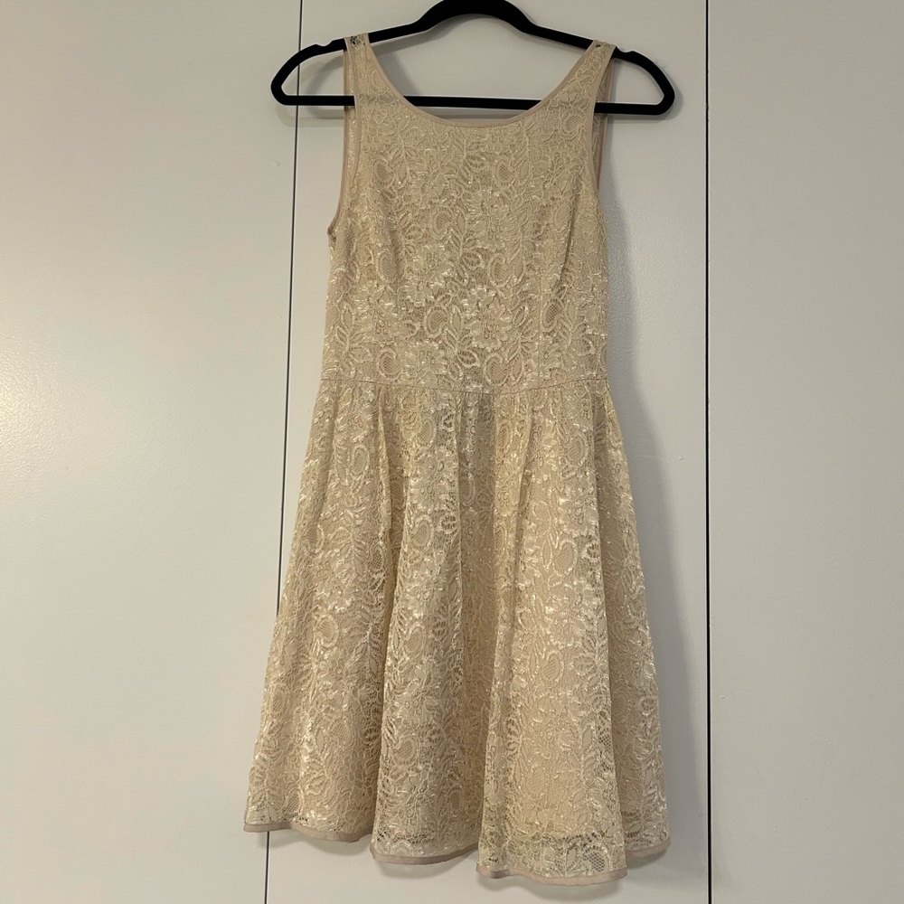 Jack by BB Dakota, cream lace a-line dress with open back, size 2